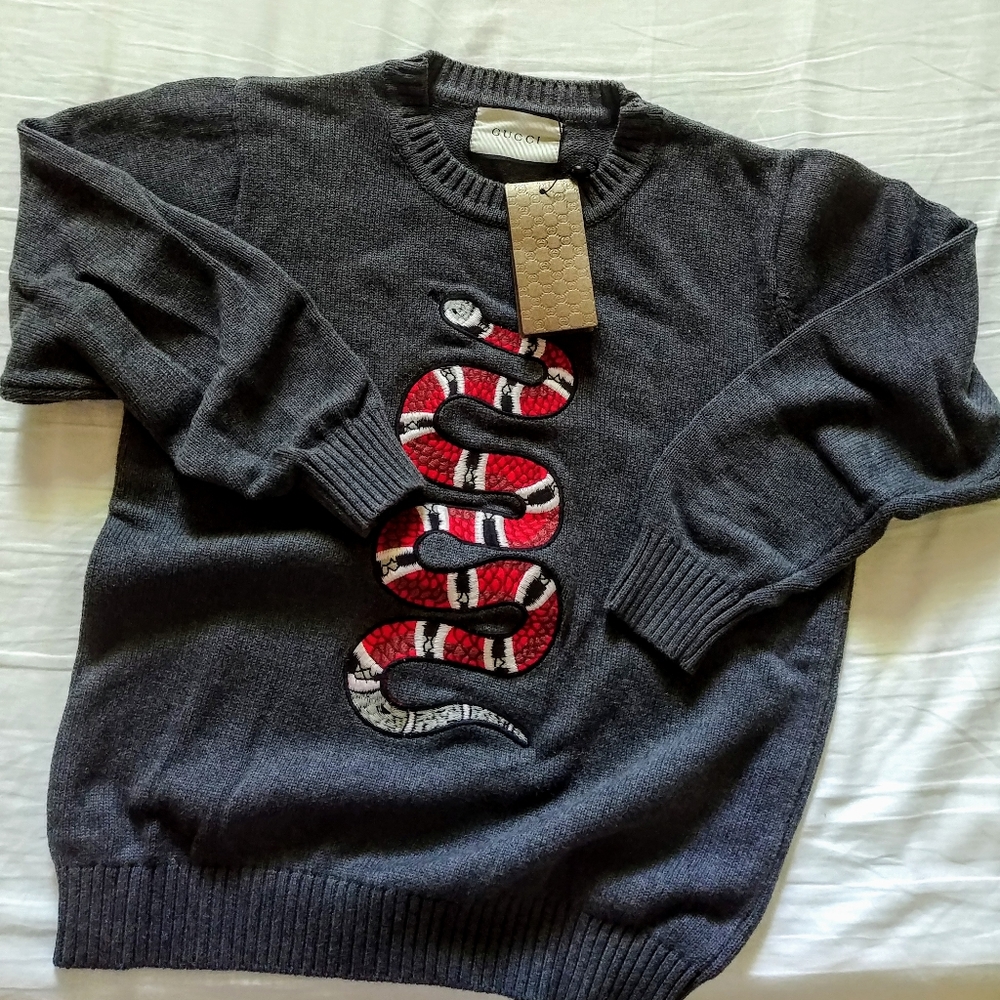 Snake embroidered heavy sweater